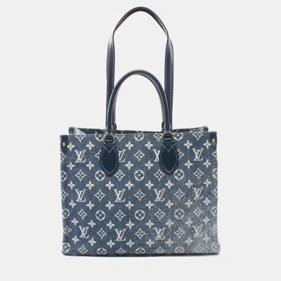 Pre-owned Louis Vuitton Blue Monogram Denim Onthego Mm