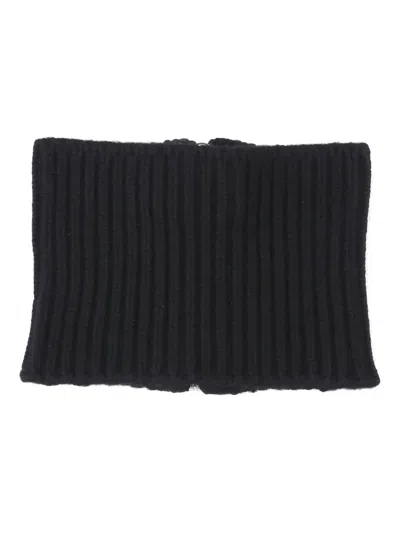 Sa Su Phi Ribbed Knit Scarf With Central Silver Zipper In Blue