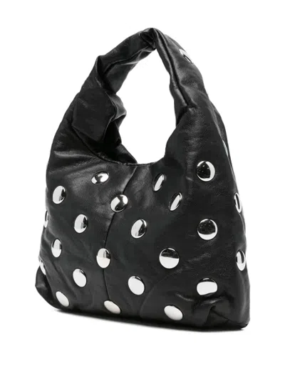 Msgm Studded Shoulder Bag In Black