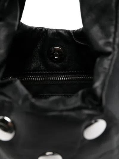 Msgm Studded Shoulder Bag In Black