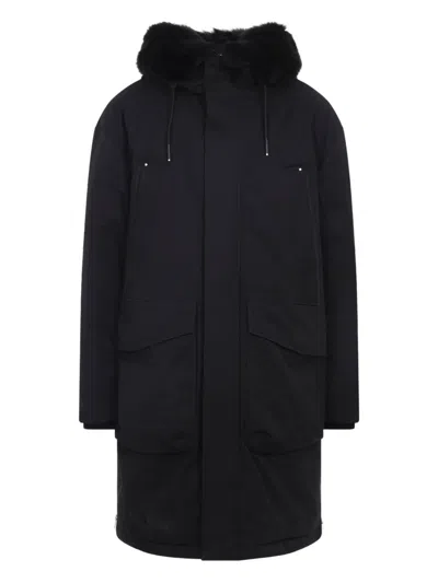 Moose Knuckles Feather Down Insulated Black Parka With Plush Fur-lined Hood In Black