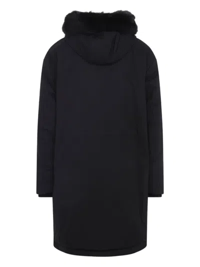 Moose Knuckles Feather Down Insulated Black Parka With Plush Fur-lined Hood In Black