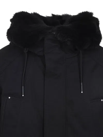 Moose Knuckles Feather Down Insulated Black Parka With Plush Fur-lined Hood In Black