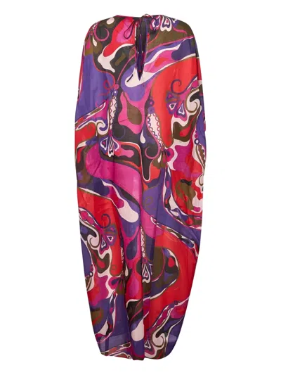 Pucci Abstract-pattern Print Draped Dress In Blue