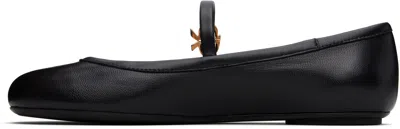 Gianvito Rossi Carla Leather Mary Jane Ballet Flats In Black