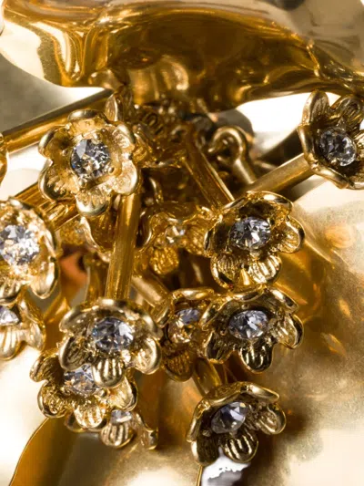 Miu Miu Floral Crystal Brooch Unique Design In Gold