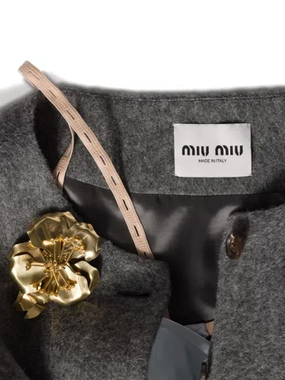 Miu Miu Floral Crystal Brooch Unique Design In Gold