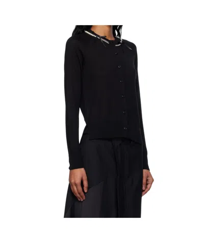 Simone Rocha Pearl-chain Cardigan In Black