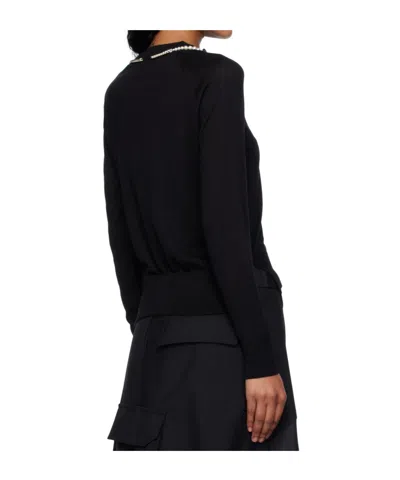Simone Rocha Pearl-chain Cardigan In Black