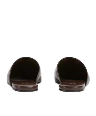 Gucci Dark Brown Nappa Leather Slippers In Brown