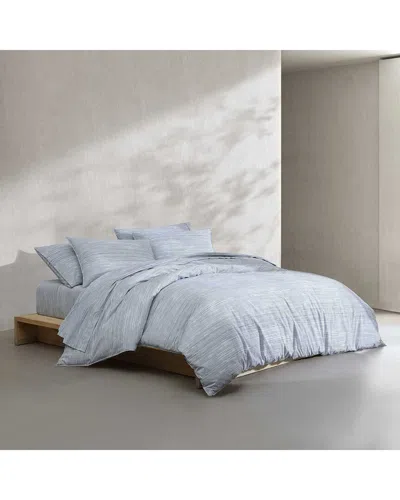 Calvin Klein Wavy Stripe Printed Cotton Percale Sheet Set In Blue