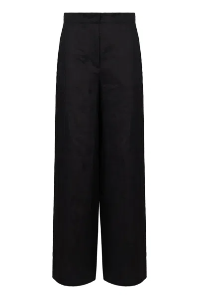 Max Mara Studio Garibo Linen Trousers In Black