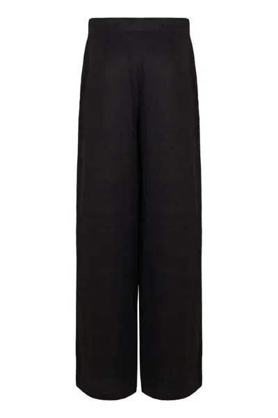 Max Mara Studio Garibo Linen Trousers In Black
