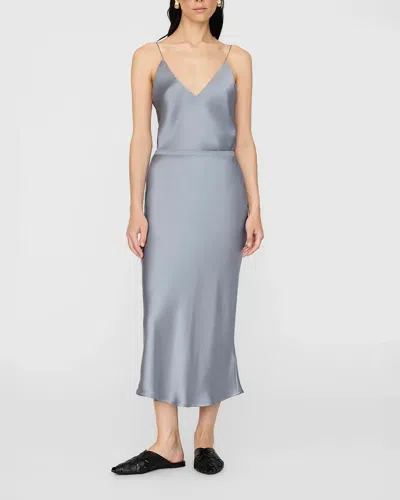 Anine Bing Bar Bias-cut Silk Skirt In Blue