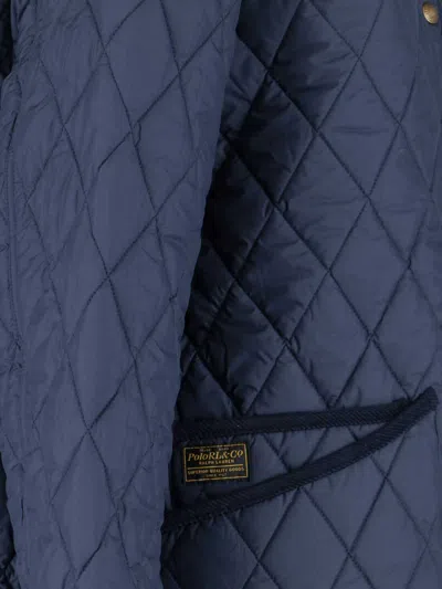 Polo Ralph Lauren Corduroy Collar Quilted Front Pockets Jacket In Blue