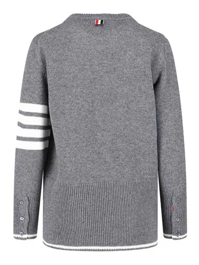 Thom Browne Geese Intarsia Boxy Virgin Wool Crewneck Sweater In Gray