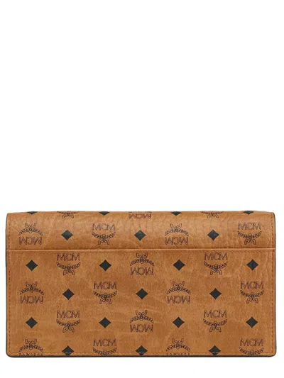 Mcm "aren" Wallet With Shoulder Strap In Brown