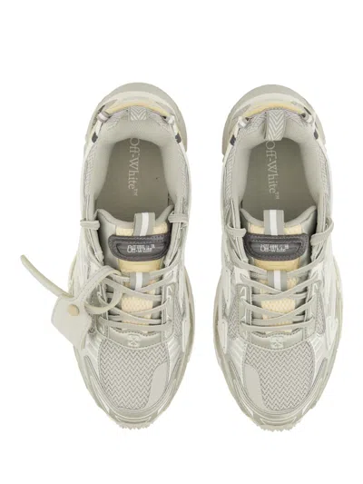 Off-white Modern Sneakers With Textured Sole And Mesh