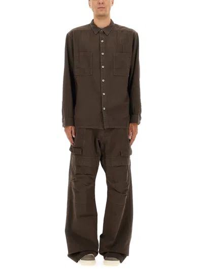 Rick Owens X Drkshdw "jumbo Outershirt" Shirt In Brown