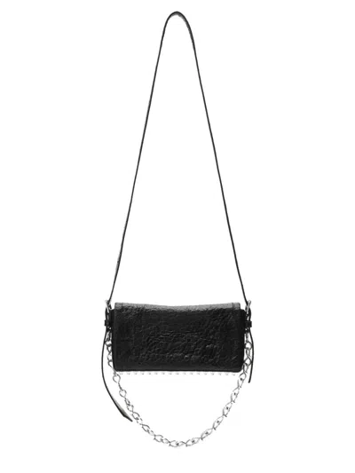 Alexander Wang Crushed Texture Slim Flap Bag With Contemporary Flair In Gold