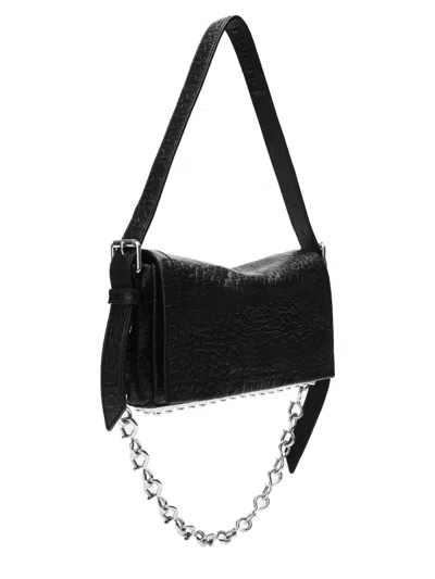 Alexander Wang Crushed Texture Slim Flap Bag With Contemporary Flair In Gold