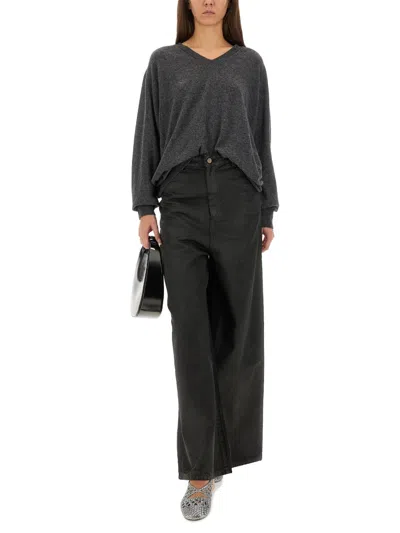 Alysi High-waisted Wide-leg Jeans In Black