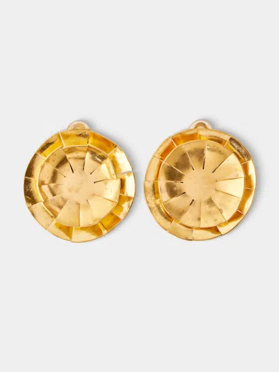 Mahnaz Collection Vintage Hervé Van Der Straeten Gilded Brass Double Sphere Clip-on Earrings In Gold