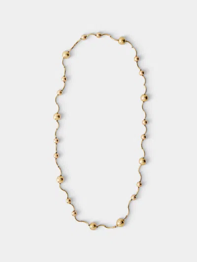 Mahnaz Collection Vintage Manfredi 18-karat Yellow Gold Long Ball And Twisted Tube Chain Necklace In Gold