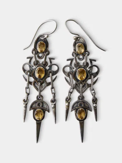 Mahnaz Collection Vintage Sterling Silver And Citrine Dangle Earrings