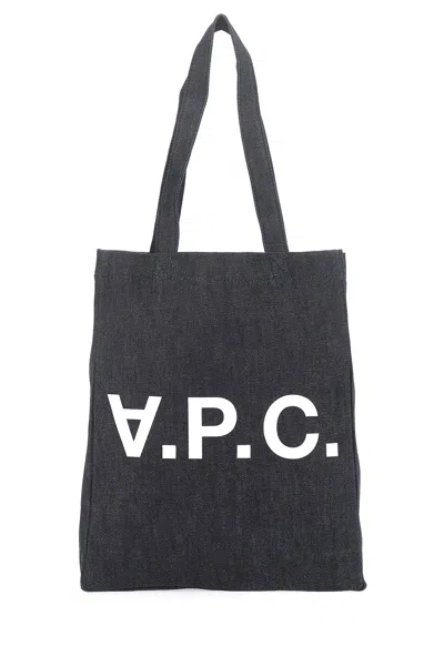 Apc Logo-print Denim Tote Bag In Blue