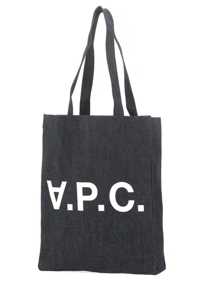 Apc Logo-print Denim Tote Bag In Blue