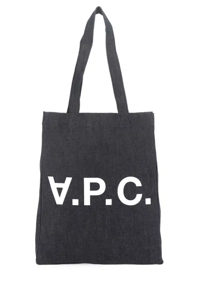 Apc Logo-print Denim Tote Bag In Blue