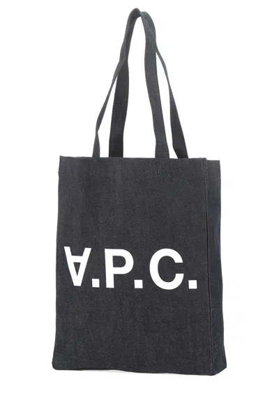 Apc Logo-print Denim Tote Bag In Blue