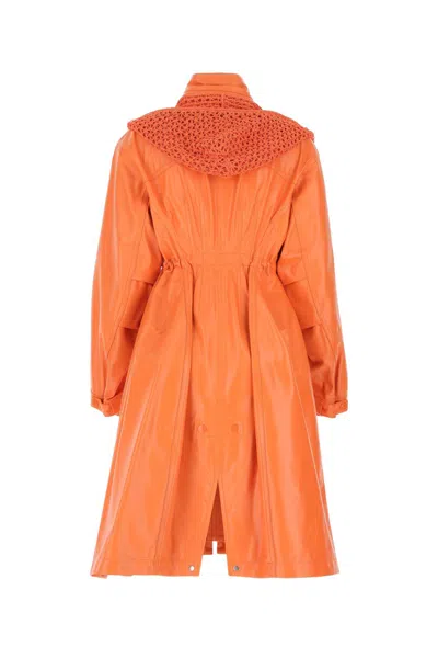 Bottega Veneta Women Orange Leather Parka In Orange