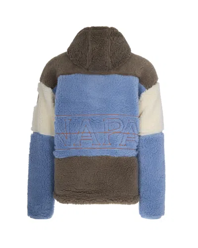 Napapijri Colorblock Fleece Giubbino With Adjustable Hem In Blue