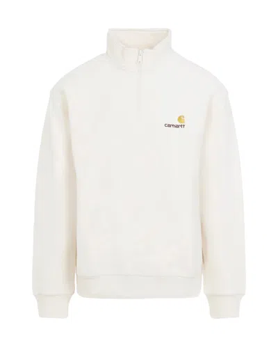 Carhartt Wip Half Zip American Script Sweatshirt In White