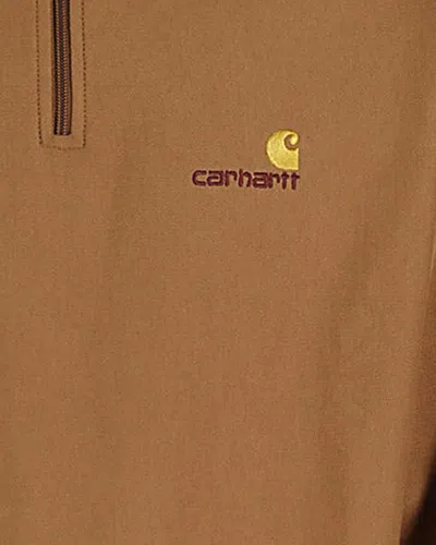 Carhartt Felpa Half Zip American Script Hamilton Brown In Brown