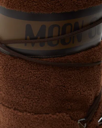 Moon Boot Icon Faux Leather-trimmed Fleece Snow Boots In Brown