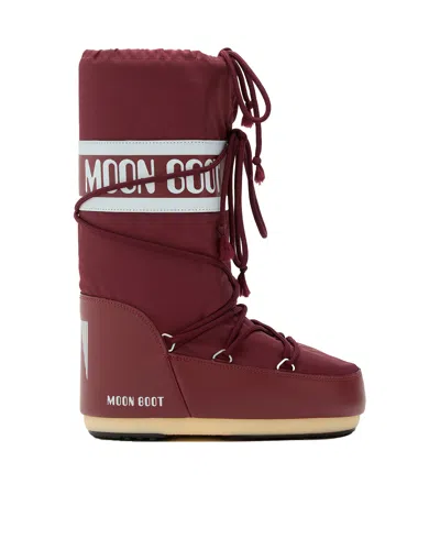 Moon Boot Burgundy Nylon And Synthetic Leather Icon Boots In Burgundy