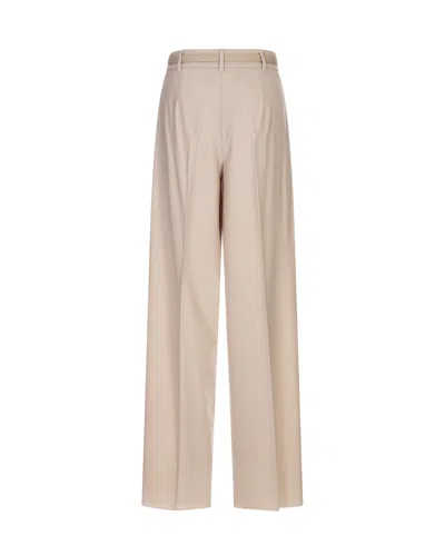 Max Mara Studio Stretch Wool Pants In Brown