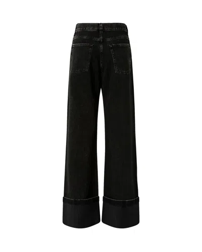 Pinko Wide-leg Jeans In Black Denim In Black