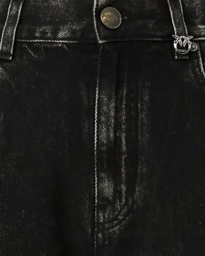 Pinko Wide-leg Jeans In Black Denim In Black