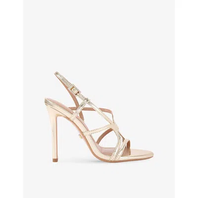Carvela Womens Gold Viola Metallic Faux-leather Heeled Sandals Eur 36 / 3 Uk In Neutral