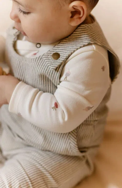 Pehr Railroad Engineer Stripe Organic Cotton Overalls In Gray