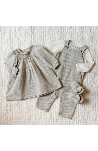 Pehr Railroad Engineer Stripe Organic Cotton Overalls In Gray