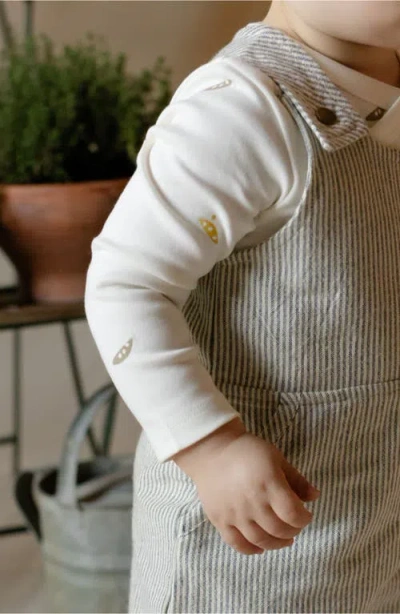 Pehr Railroad Engineer Stripe Organic Cotton Overalls In Gray