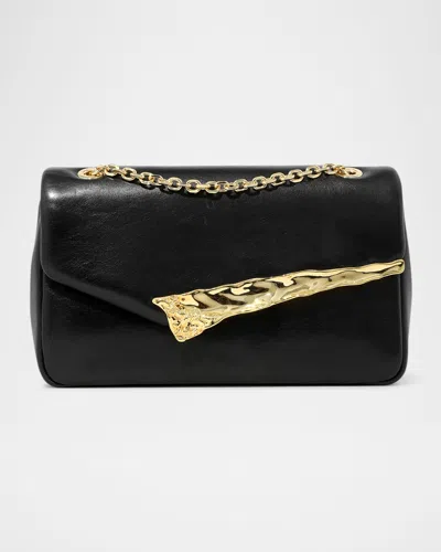 Alexis Bittar The Angular Leather Shoulder Bag In Black