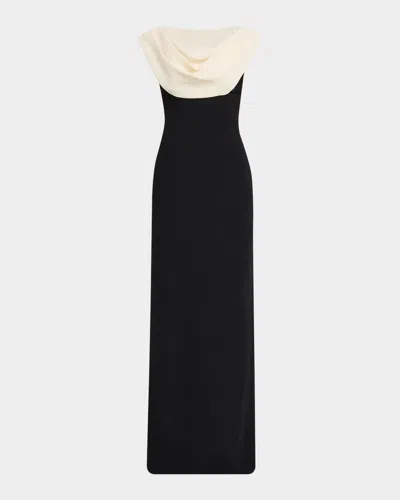 Lela Rose Cowl-neck Sleeveless Column Gown In Multi