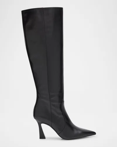 Stuart Weitzman Knee-high Boots With Pointed Toe And Curved Heel In Black