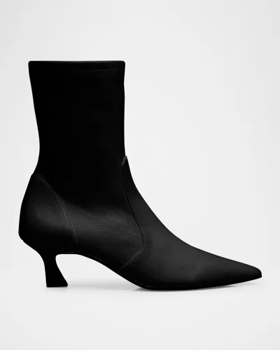 Stuart Weitzman Vinnie Stretch Leather Booties In Black